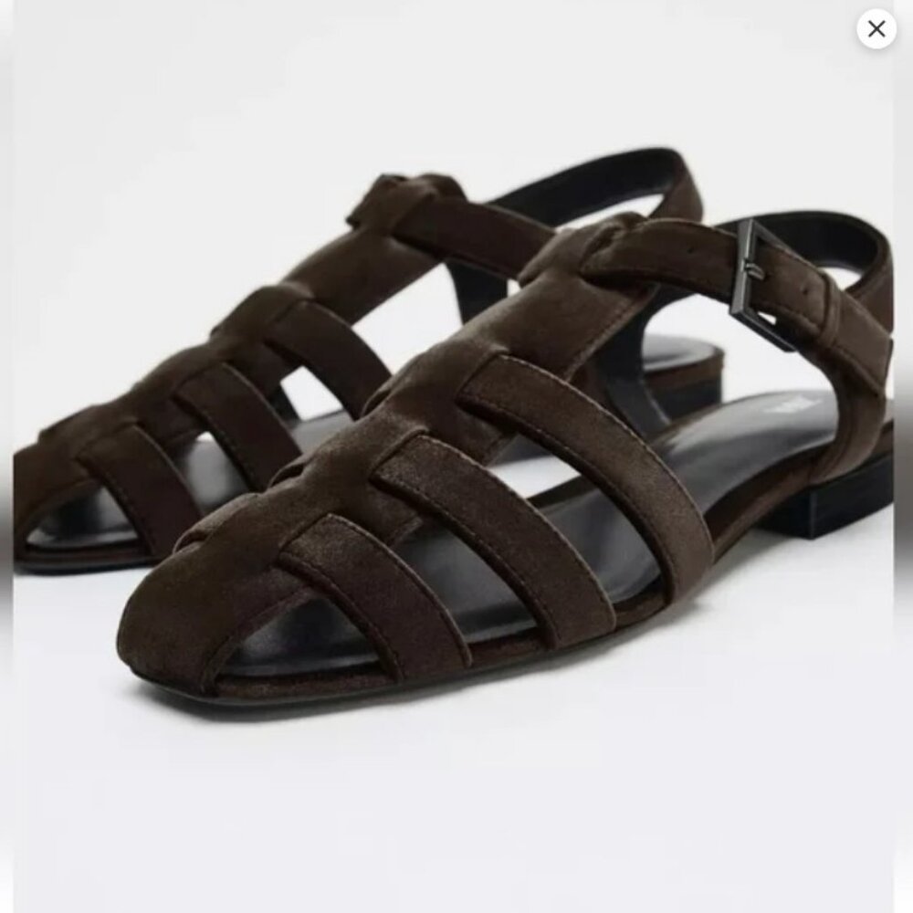 Zara | Velvet Fisherman Sandals | Size 9 | Unworn with Tag